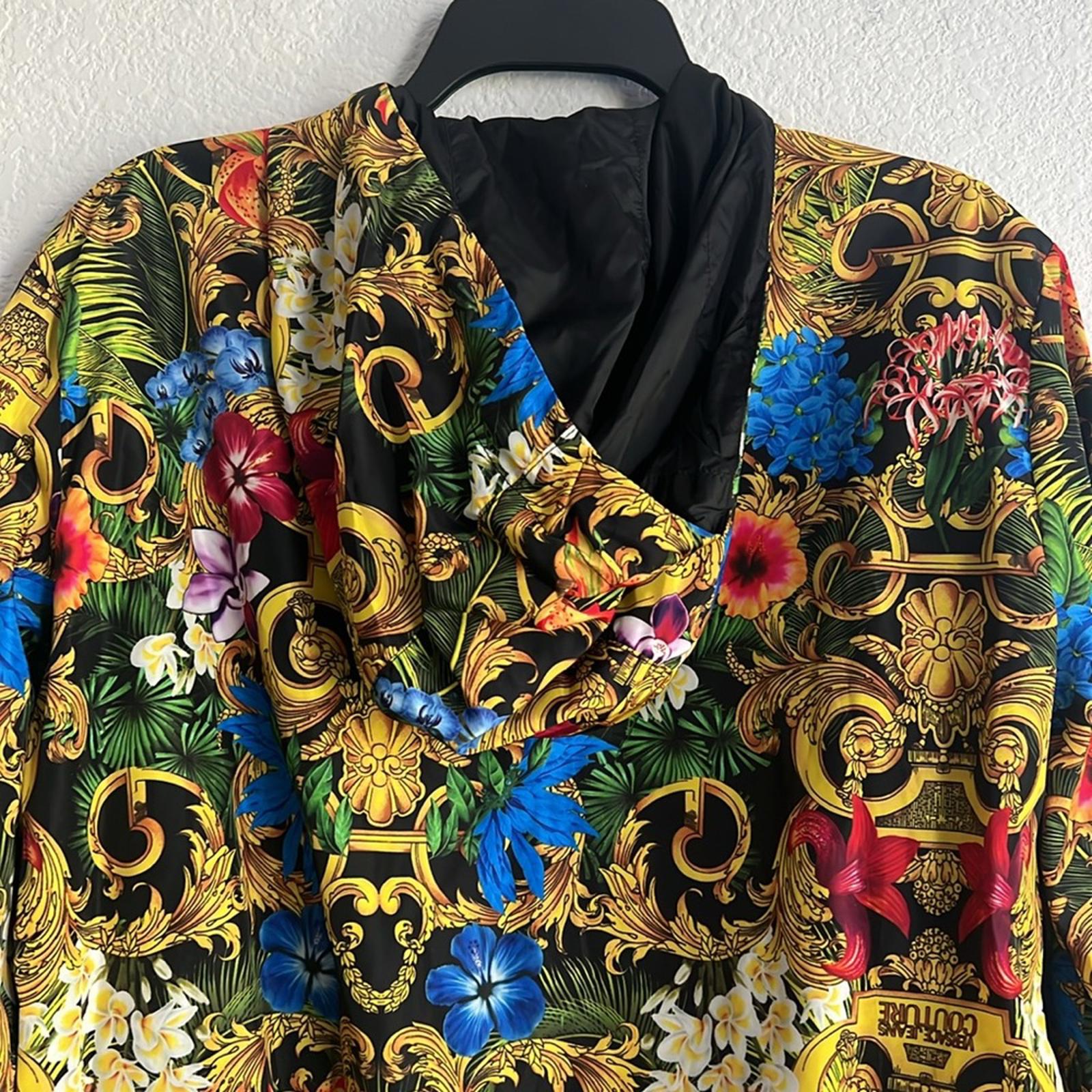 Versace Jeans Couture Jungle Baroque Printed Windbreaker Jacket, NWT, Size 44