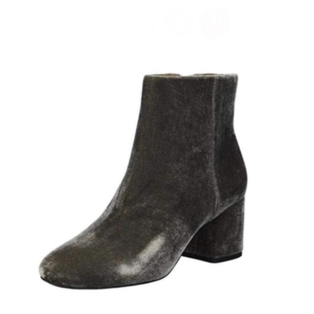 Franco Sarto Suede Velvet Jubilee Booties in Nimbus Grey, Size 7.5 New in Box