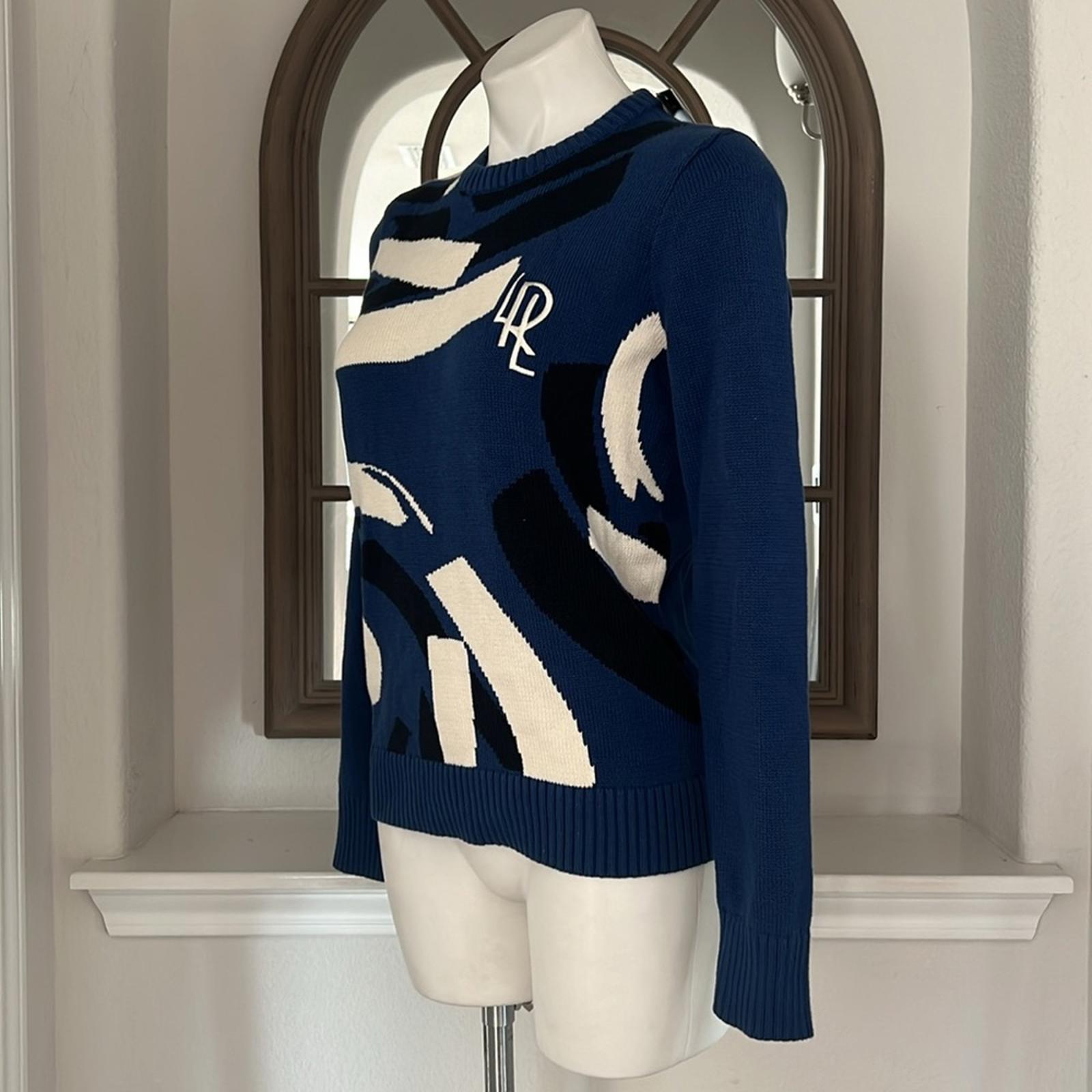 Lauren Ralph Lauren Geometric Combed Cotton Sweater, Size M New w/Tag