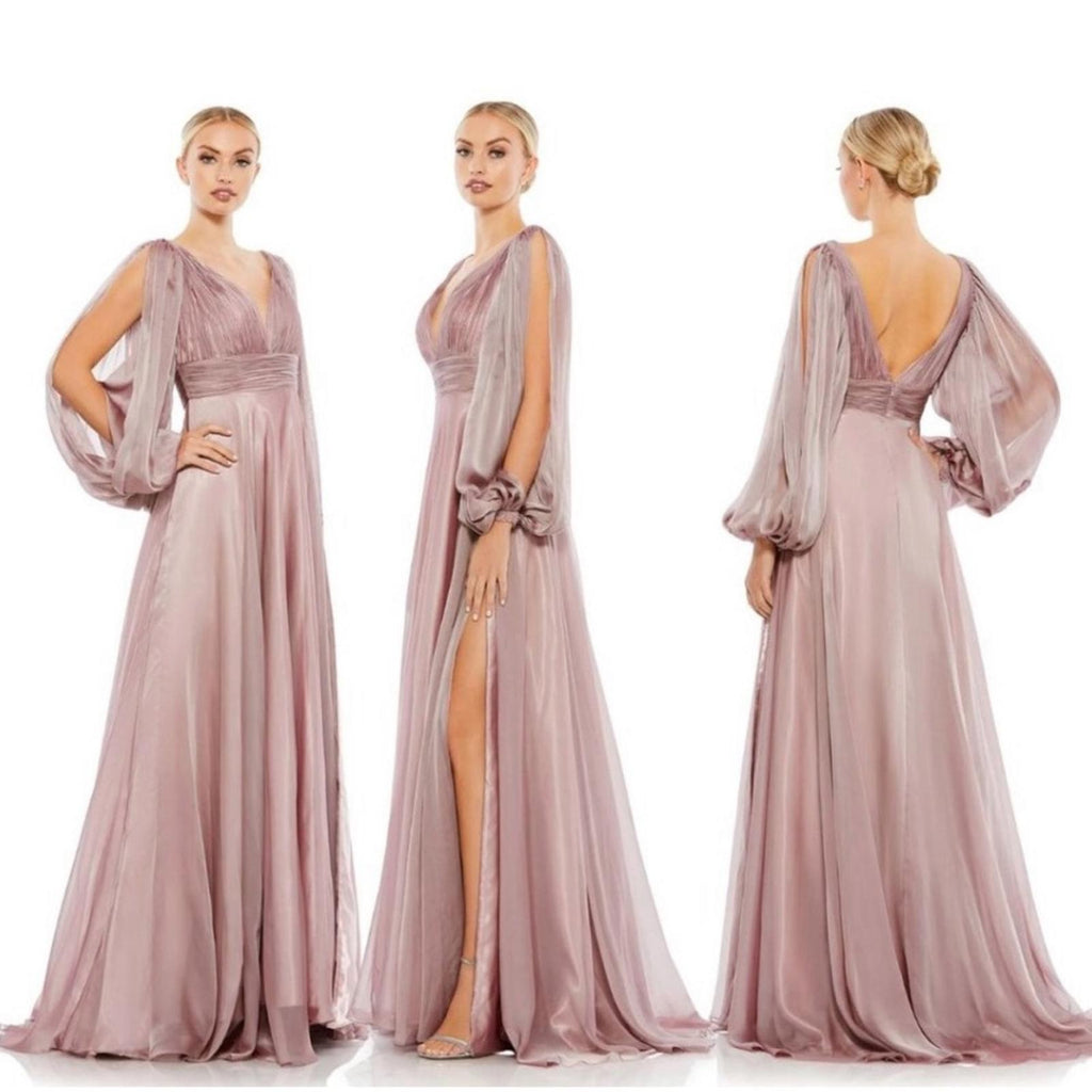 Mac Duggal Split Sleeve Gown in Mocha (Style #67414),  Size 6 New w/Tag