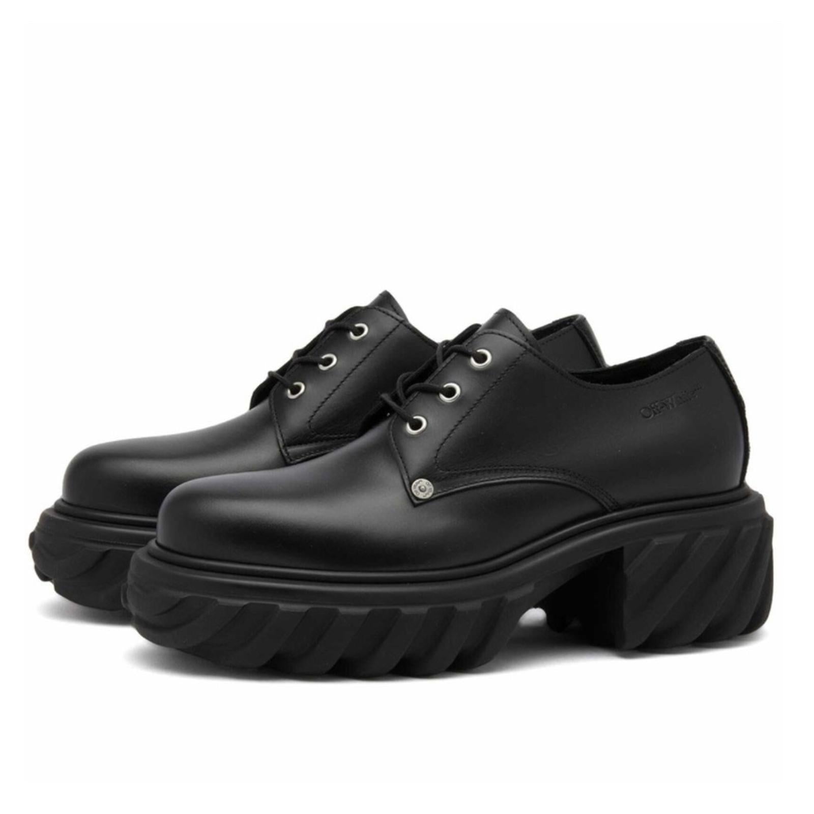 Off-White Men’s Exploration Derby Lug Sole Shoes in Black, NWT, Size 43