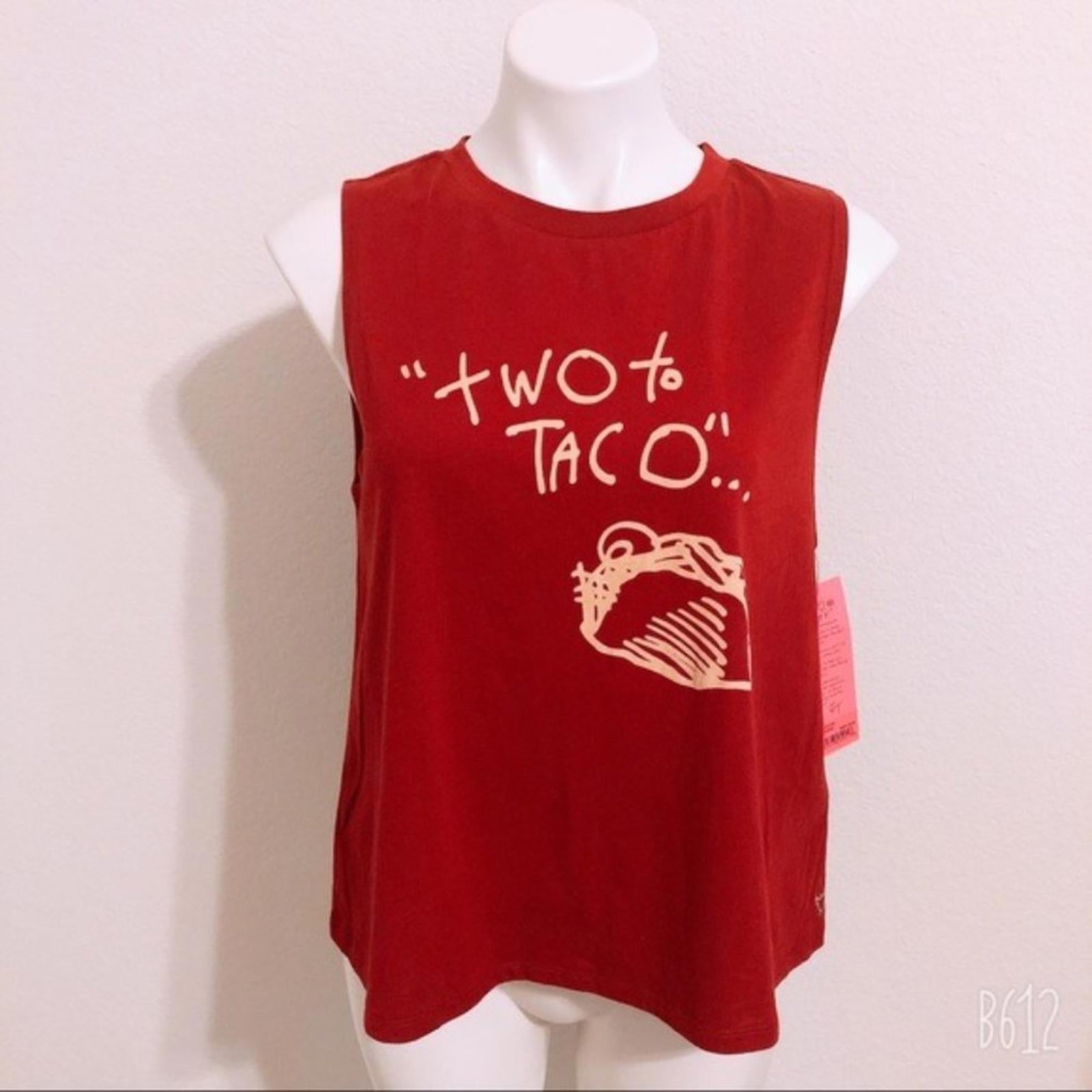 Betsey Johnson Two to Taco Muscle Tee Tank Top in Medium Red, Size M, NWT
