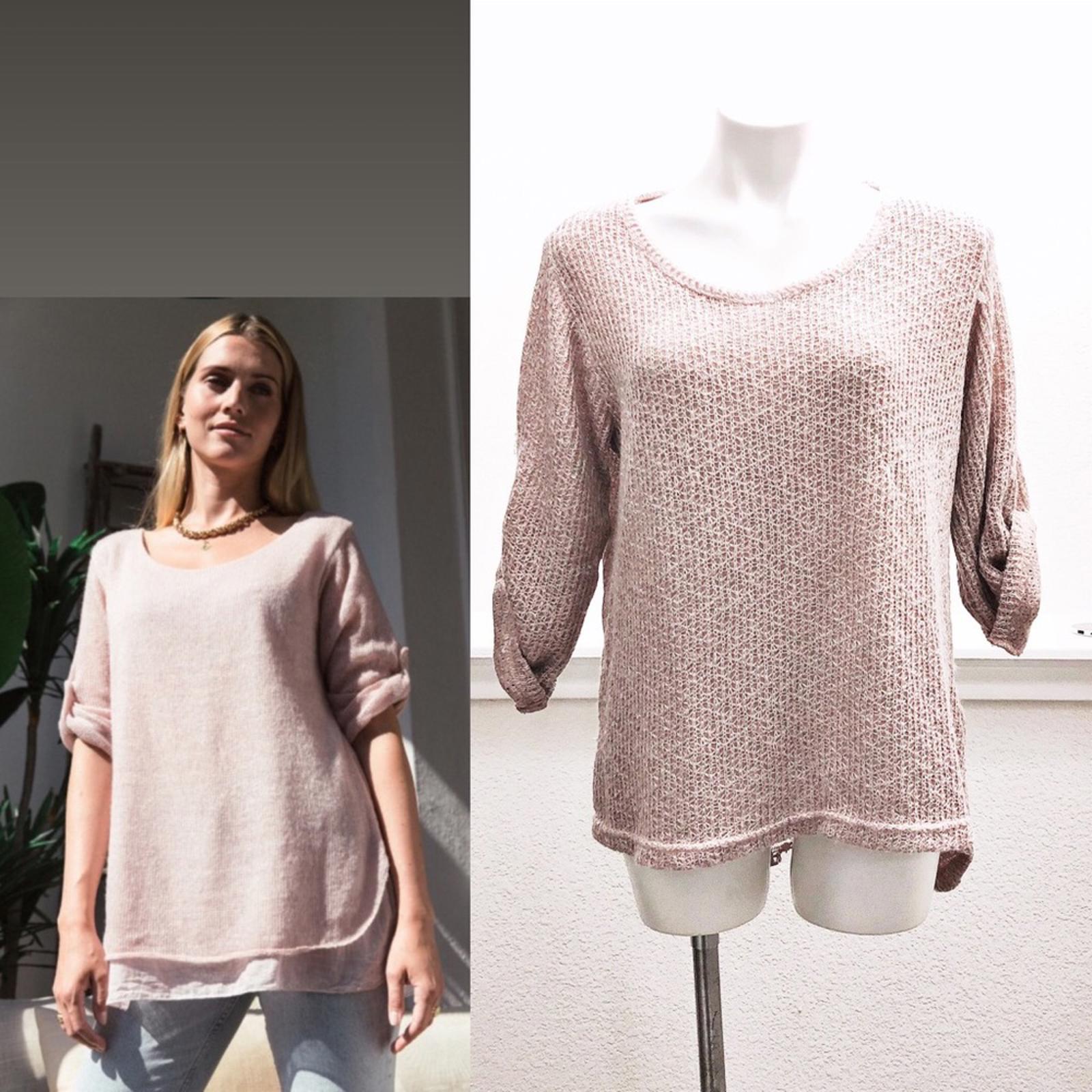 Belle France Lace Back Sweater in Blush Pink, Size L EXCELLENT! Retail $138