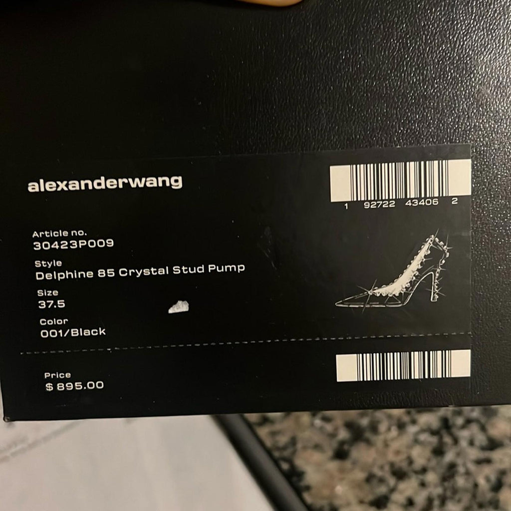 Alexander Wang Delphine 85 Crystal Stud Pump, Black Size 37.5 New + DustBag $895