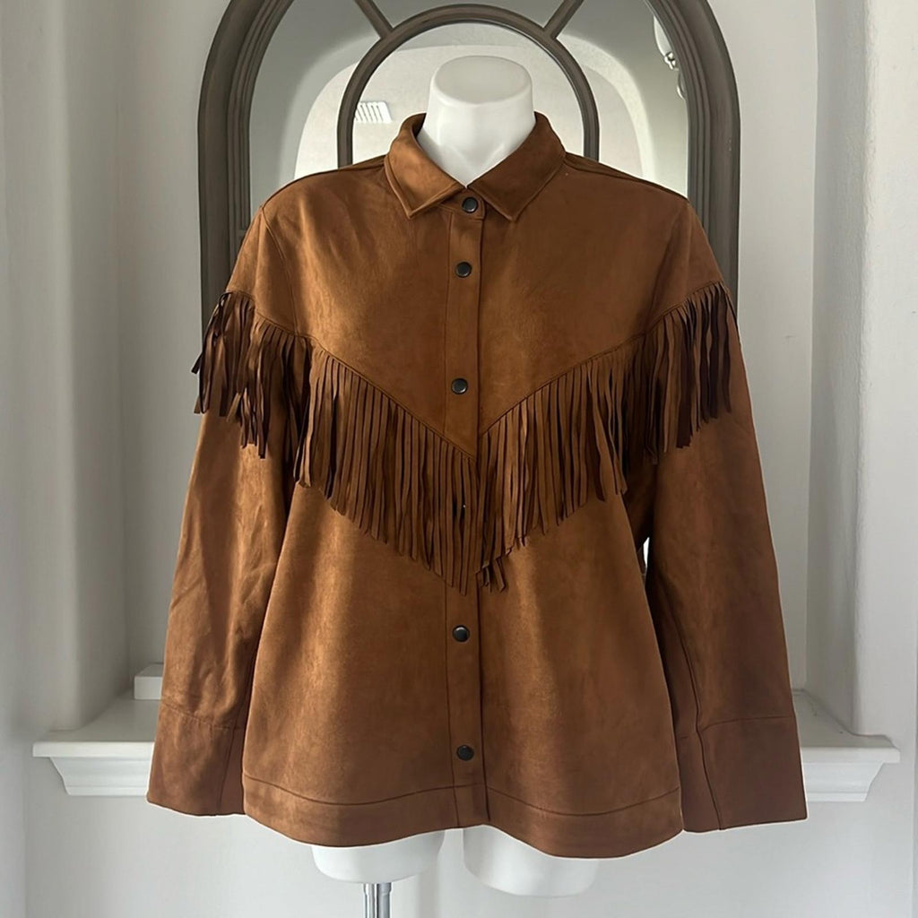 NIC+ZOE Plus Faux Suede Fall Fringe Jacket, Size 2X New w/Tag