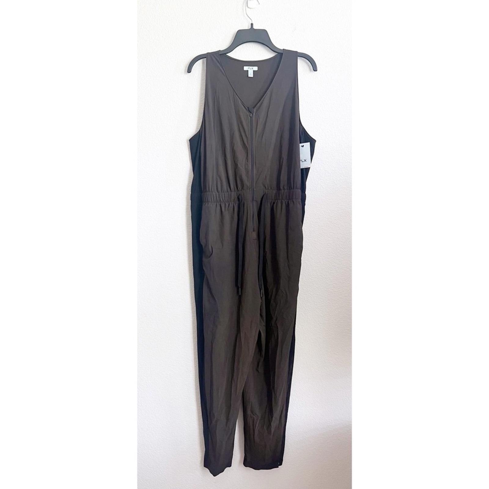 FLX Active Brown Sleeveless Woven Jumpsuit, Size XL, New with Tag