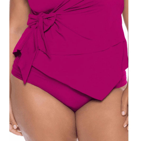Becca Ruched Hipster Bottom Swimsuit in Purple, Plus Size 3X (22-24) NEW w/Tag