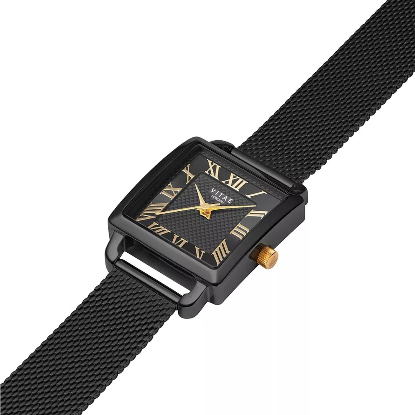VITAE London Ilesha Black-Tone Stainless Steel Mesh Bracelet Watch 25mmSOLD OUT