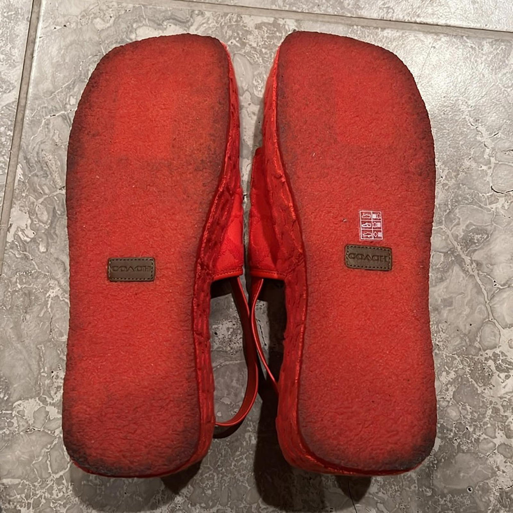COACH Noelle Terry Cloth Sandal, Red Orange Size 11 Comes in Box - SOLD OUT!