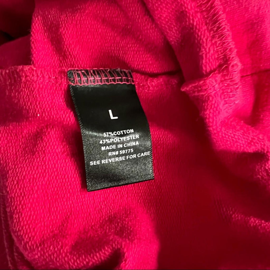 Earl Jeans Hearts Crew Neck Sweatshirt in Fuchsia, Size L (Excellent Condition)