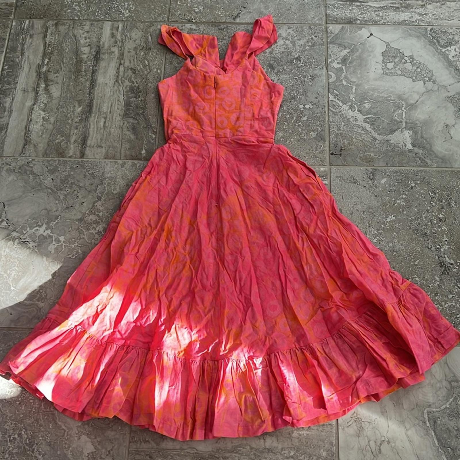 Sika V-Neck Cybil Tiered Fit & Flare Dress, Pink Size 6 Retail $295 EXCELLENT!