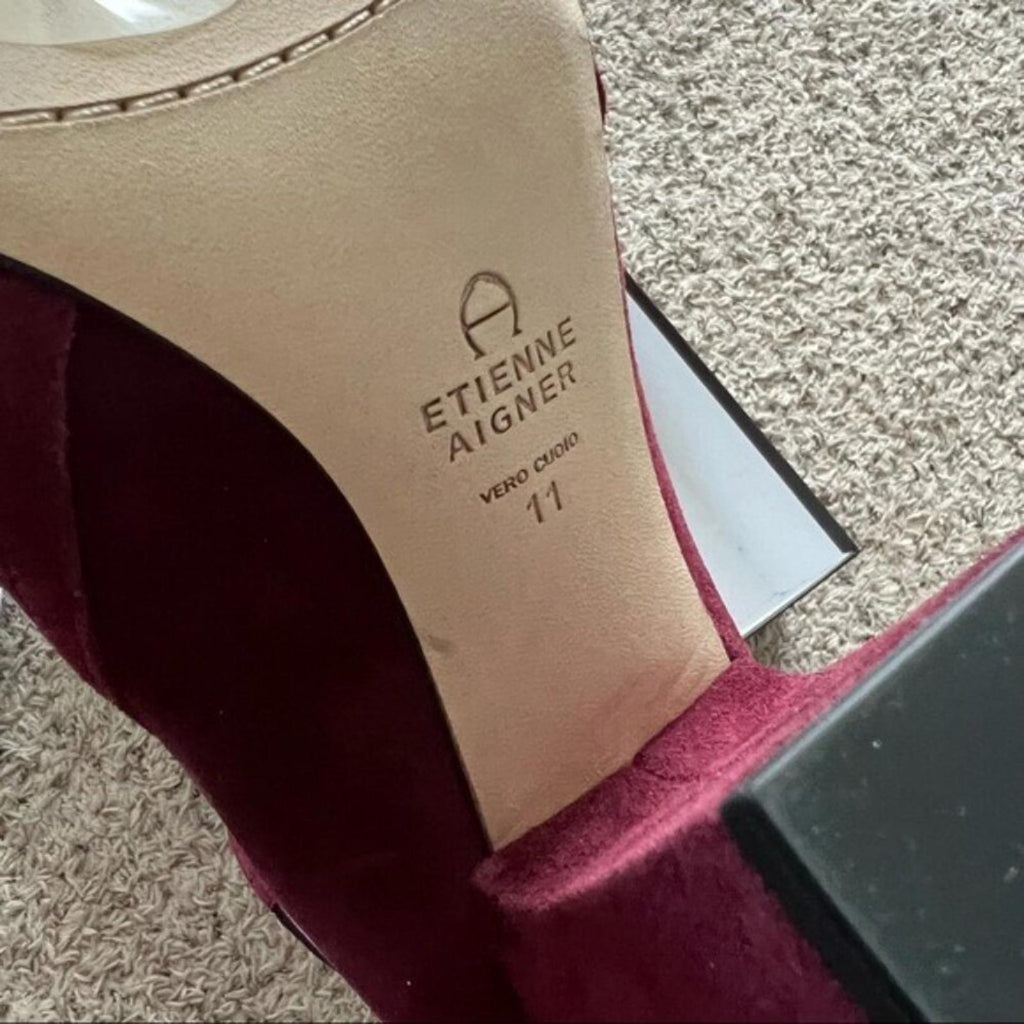 Etienne Aigner Pull-On Boots in Burgundy Suede, Size 11 NEW w/Dust Bag $328