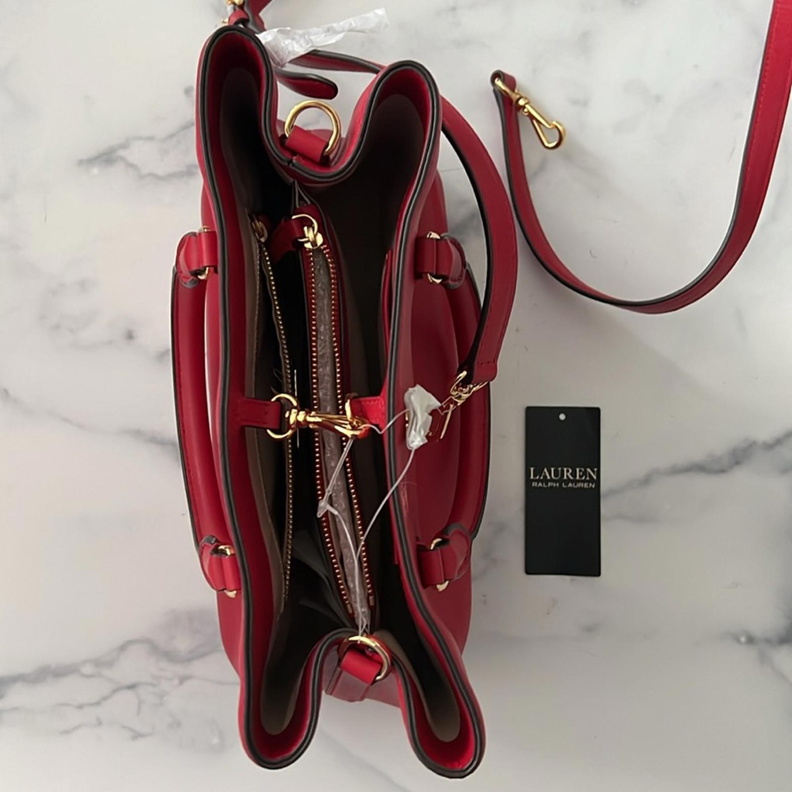 Lauren Ralph Lauren Marcy 26 Small Satchel in Red, NEW w/Tag Retail $350