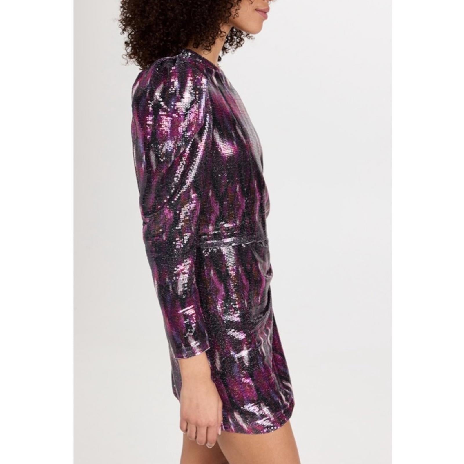 MISA Revolve Nova One-Shoulder Sequin Mini Dress, Purple Size M New w/Tag $370