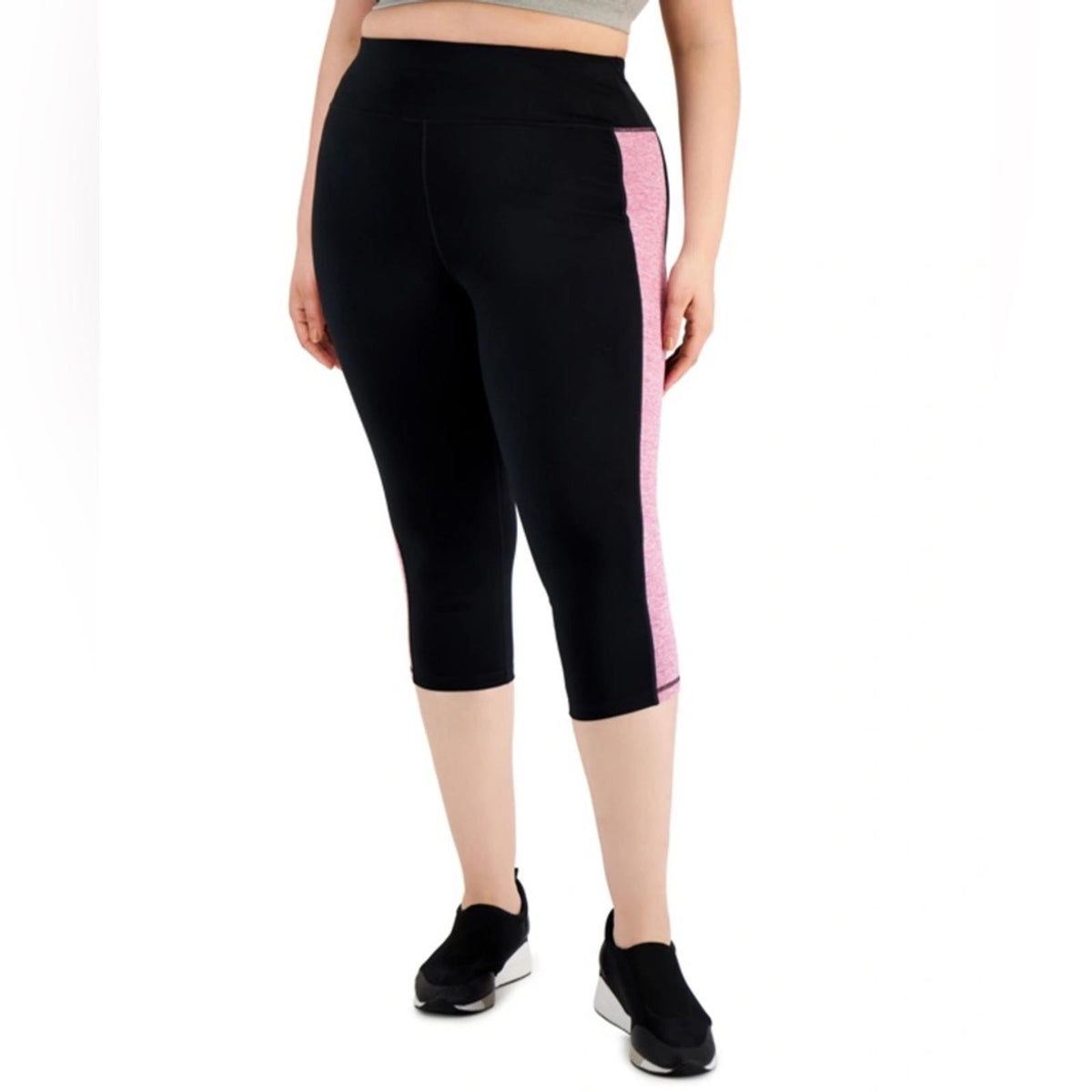 ID Ideology Colorblocked Cropped Leggings in Noir Purple, Plus Size 3X New w/Tag