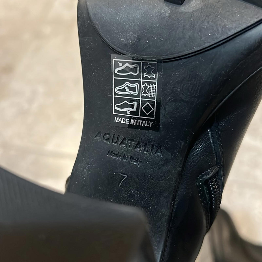 Aquatalia Illiana Weatherproof High Block Heel Boots in Black, Size 7 NEW in Box