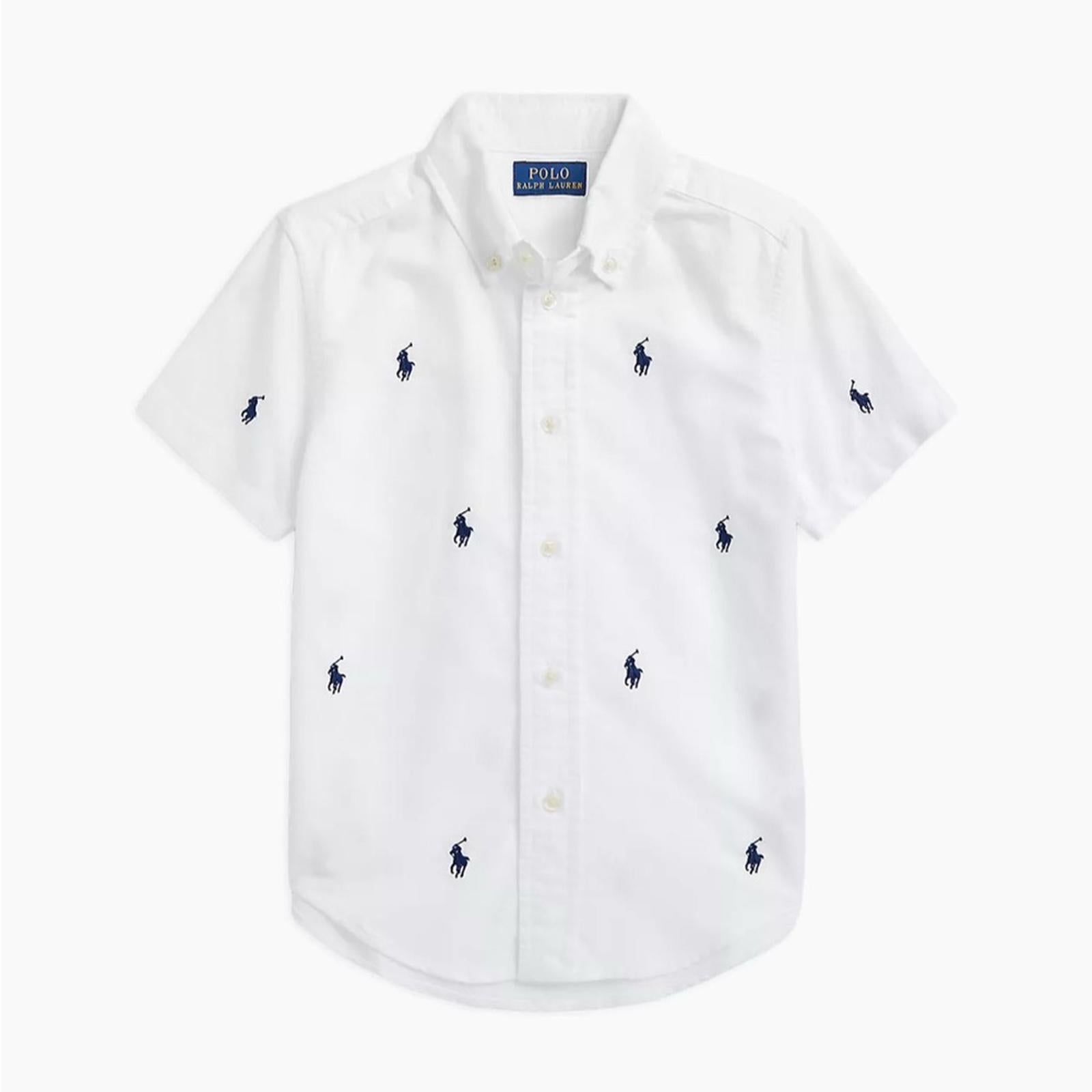 Polo Ralph Lauren Logo Embroidered Oxford Short-Sleeve Shirt Size XL(18-20) NWT