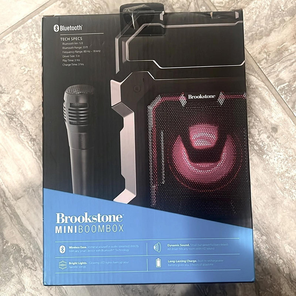 Brookstone Ruckus Portable Speaker with Microphone in Black, Open Box EXCELLENT!
