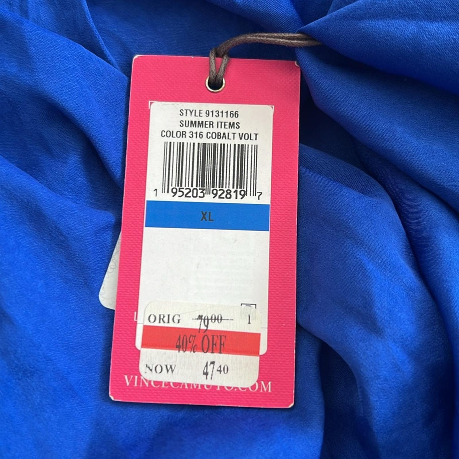 Vince Camuto Dolman Sleeve Fold Front V-Neck Rumple in Cobalt Blouse Size XL NWT