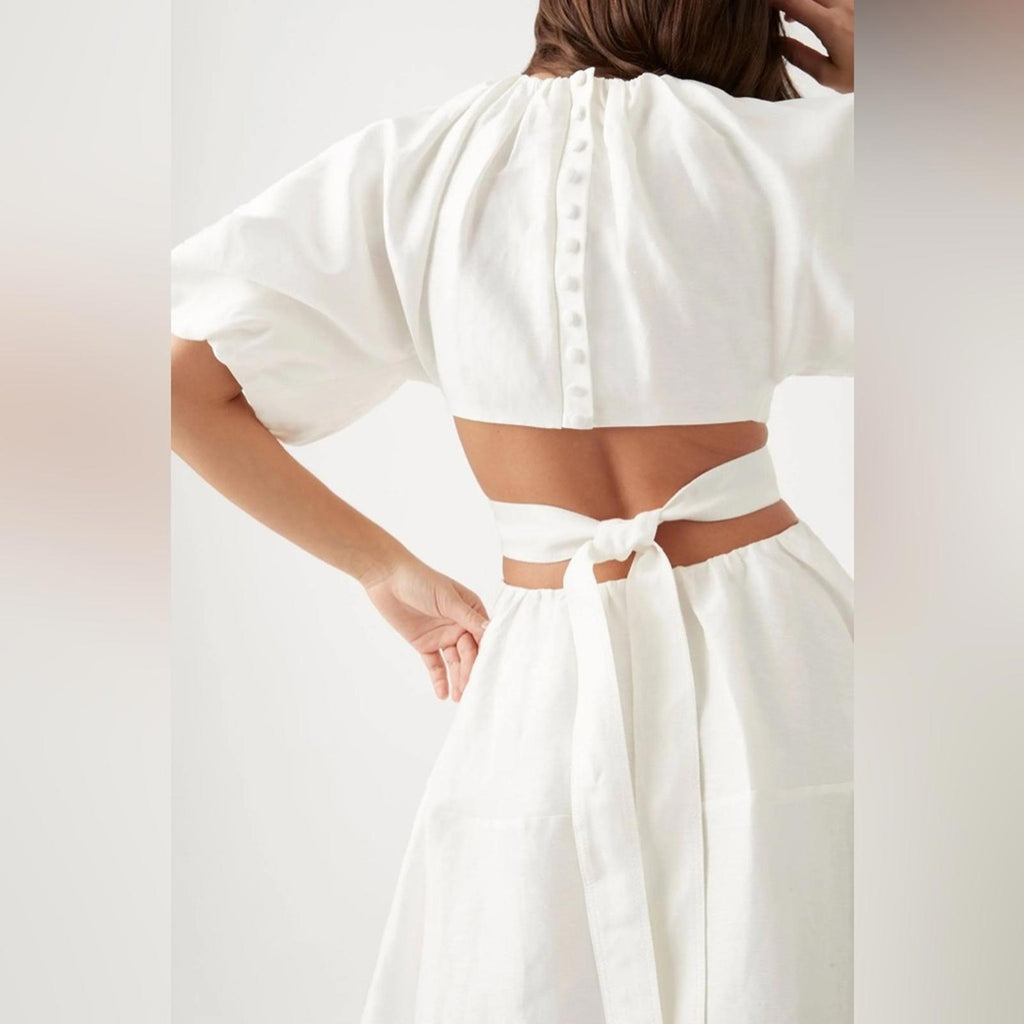 New AJE Mimosa Cut-Out Midi Dress in White, Size AU6 US2 New w/o Tag