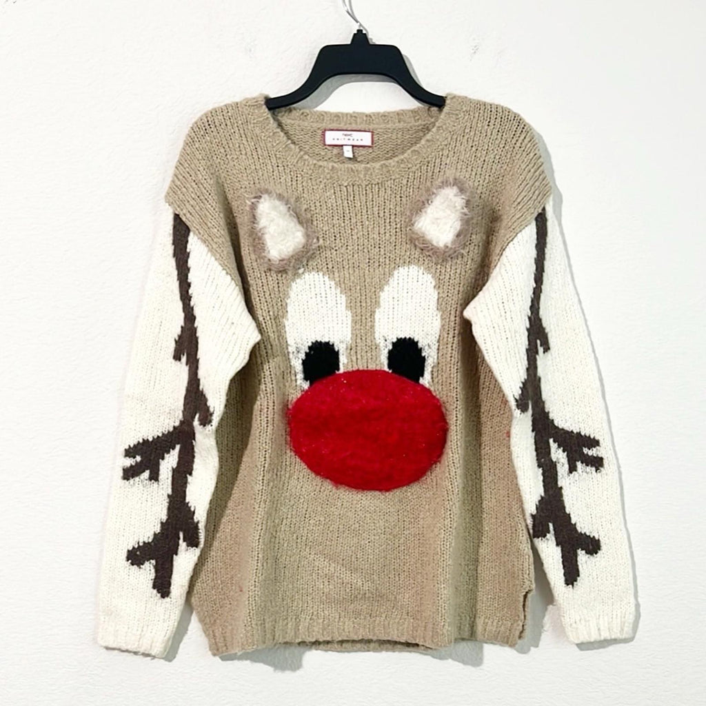 Next Reindeer Rudolf Crew-Neck Sweater, Size UK 14/US 10