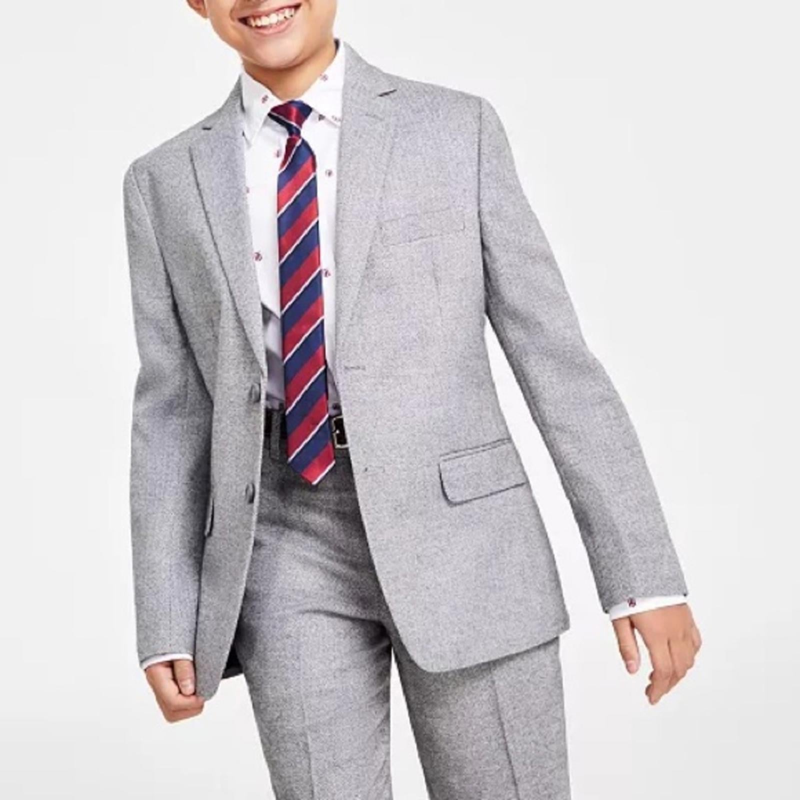 Tommy Hilfiger Big Boys Brushed Herringbone Jacket in Dark Gray Size 18 NWT $125