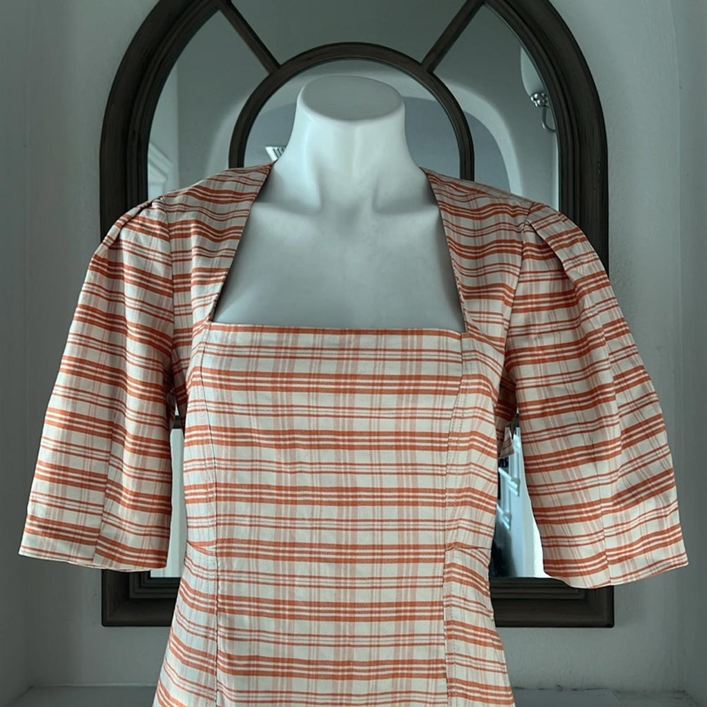 Jonathan Simkhai Greer Tailored Plaid Button-Front Maxi Dress, Size 6 NWT $595
