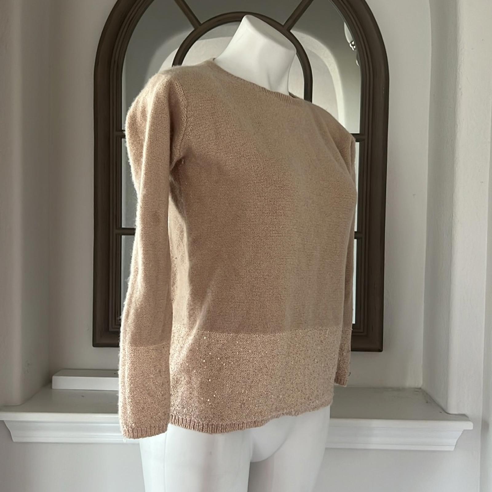 MaxMara Cashmere-Wool Crewneck Sequin Detail Sweater, Size M