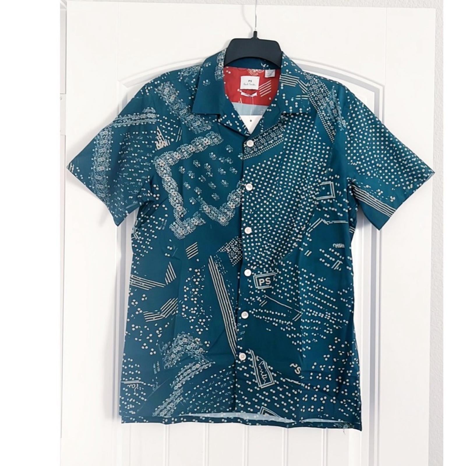PS Paul Smith Doodle Pattern Short Sleeve Shirt in Dark Blue Size S New w/Tag