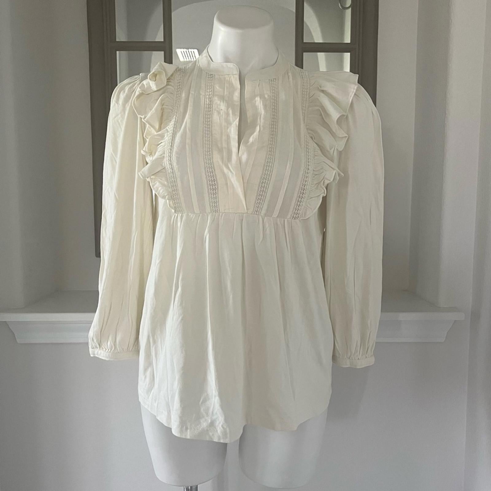 Lauren Ralph Lauren Ruffle Blouse in Winter Cream, Size XXL New w/Tag