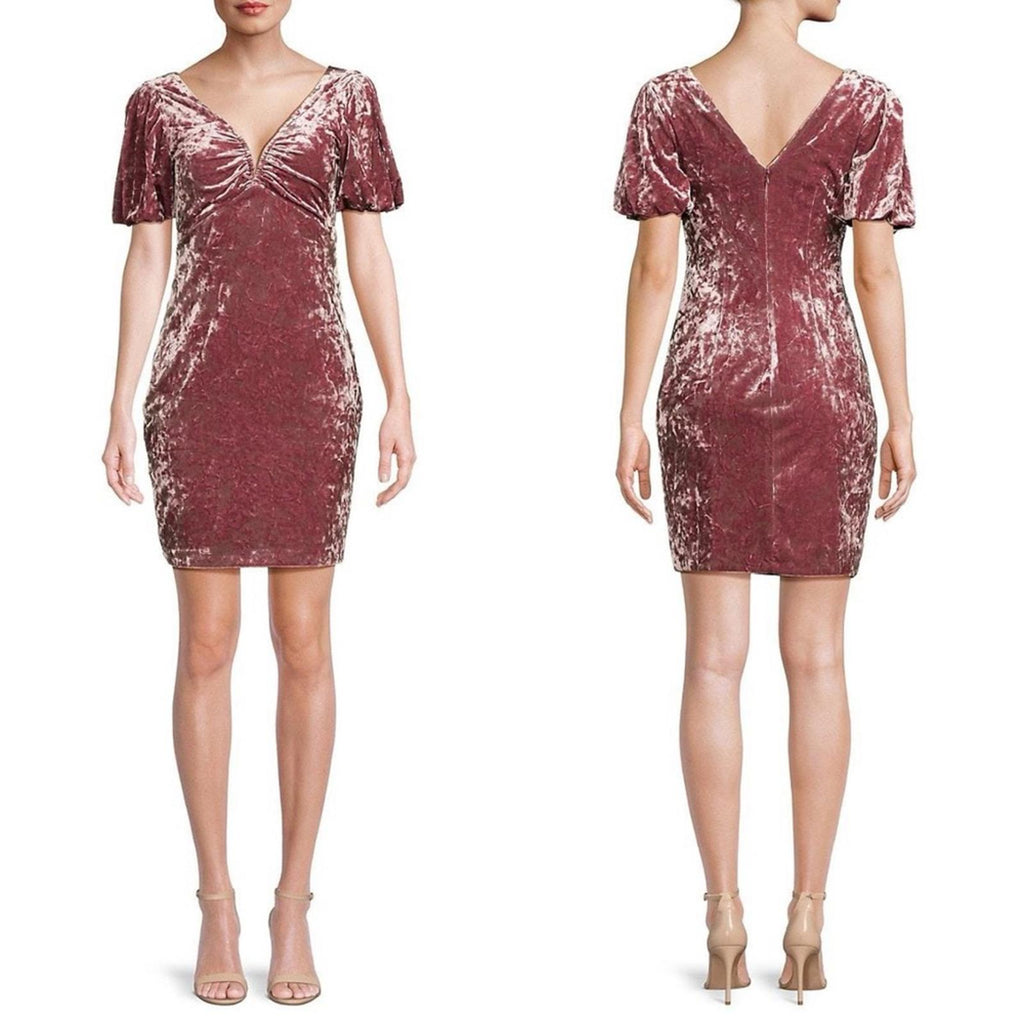NWT Guess Textured Bodycon Crushed Velvet Mini Dress in Wine Size 12 New w/Tag