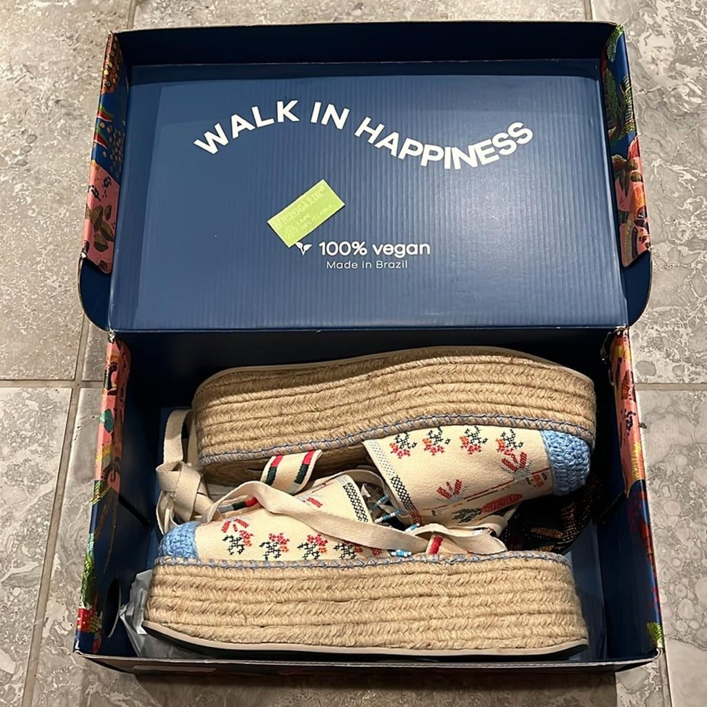 FARM Rio Paradise Bead Embellished Espadrille Platform Shoes Size 11 NWT+DustBag