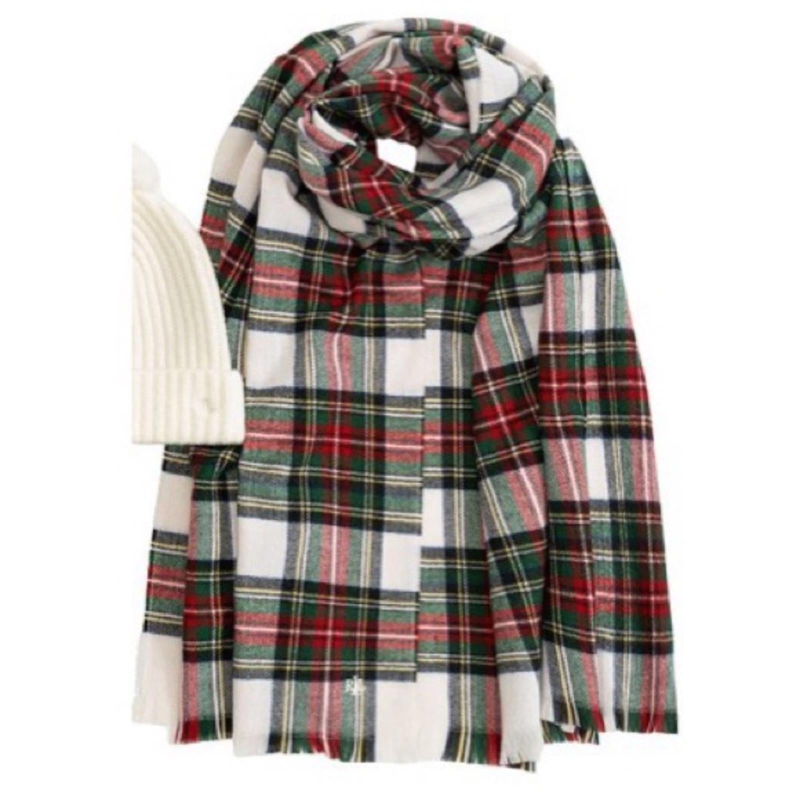 Ralph Lauren Plaid Wool Blend Scarf 193cm X 66cm, NEW