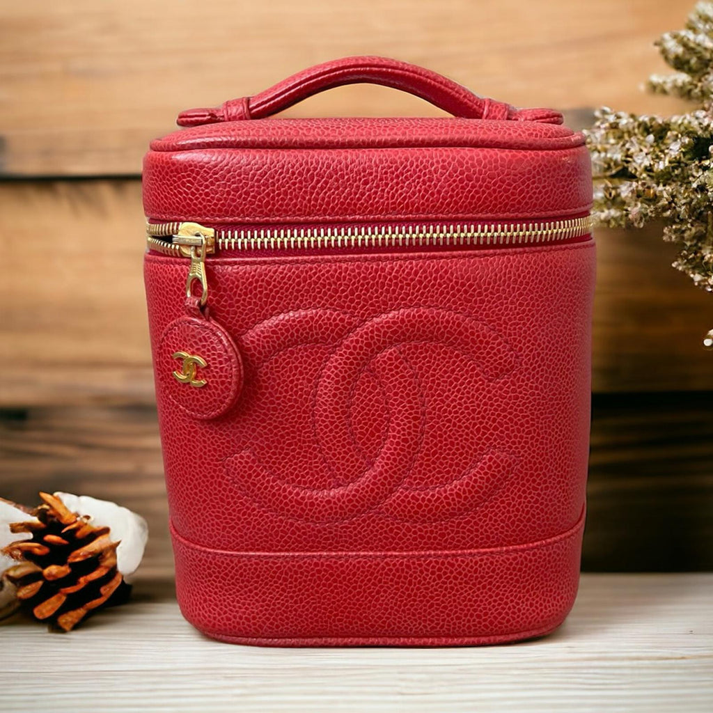 Chanel Timeless Vanity Case, Red Caviar Leather Bag