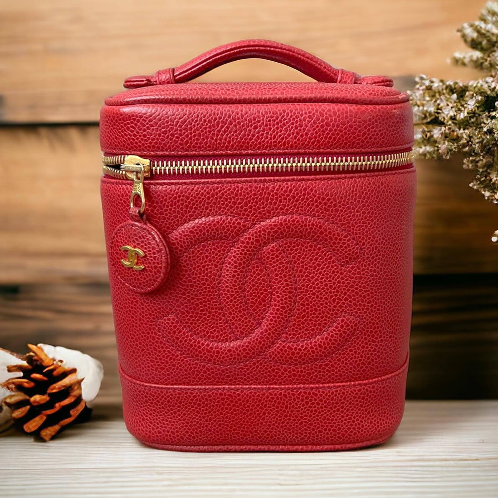 Chanel Timeless Vanity Case, Red Caviar Leather Bag