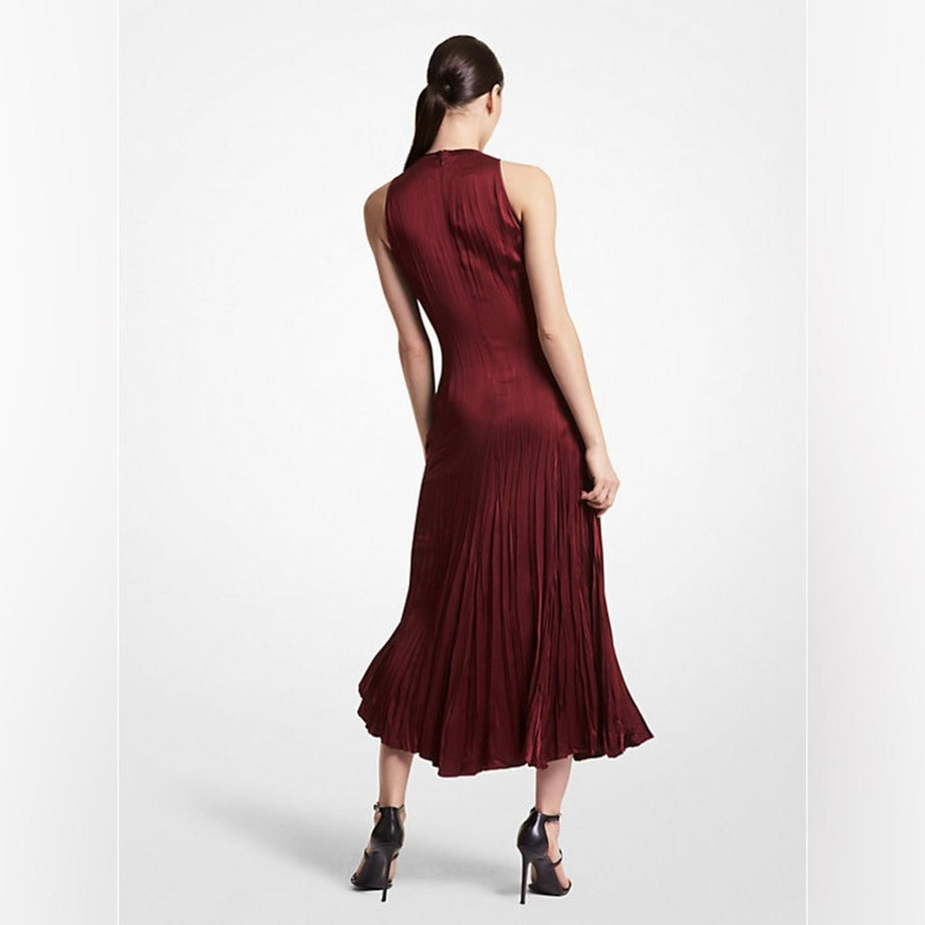 Michael Kors Collection Jamison Crushed Charmeuse Midi Dress NWT Retail $1,990