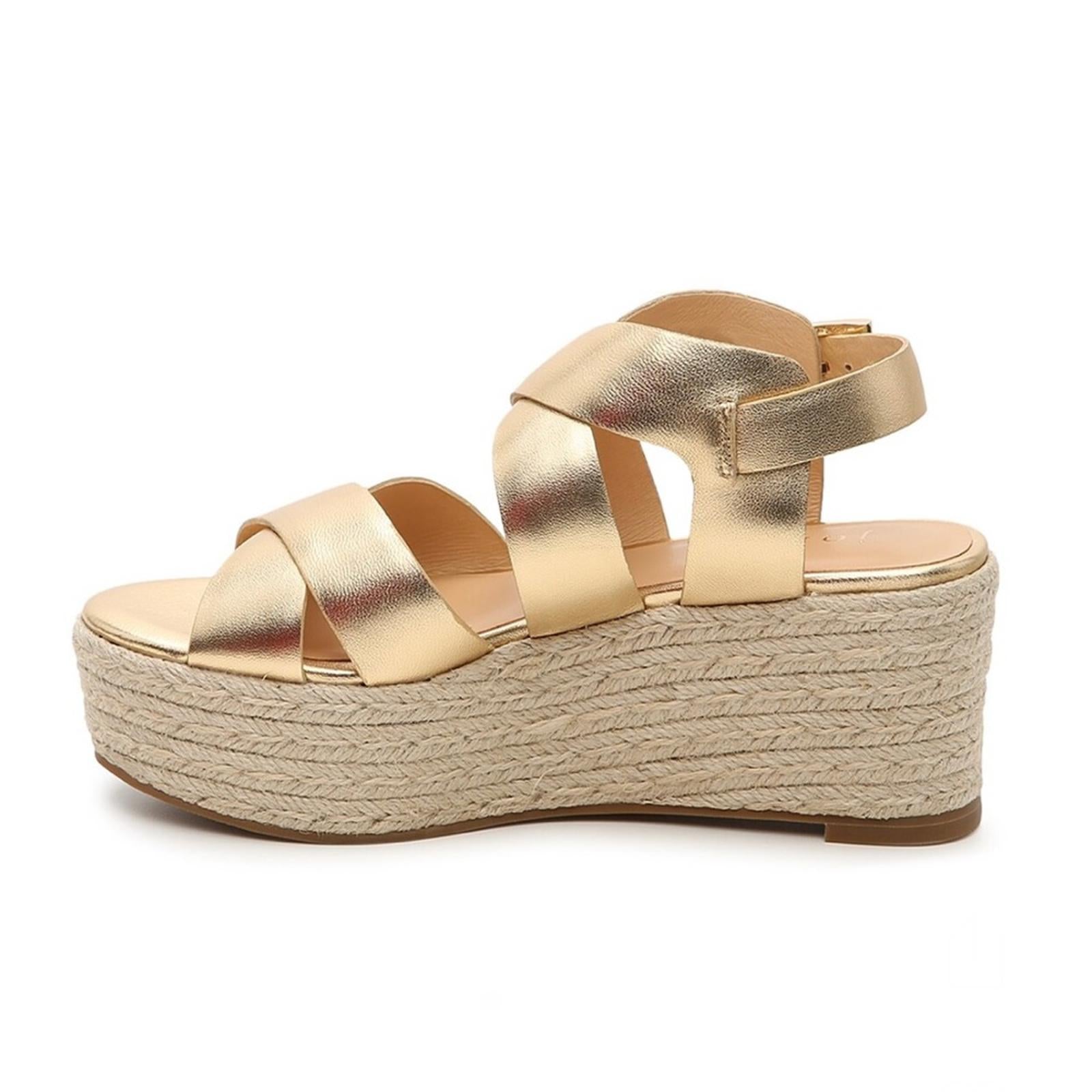 New JOIE Gaelyn Espadrilles Platform Sandals, Light Gold Size 41 New in Box $278