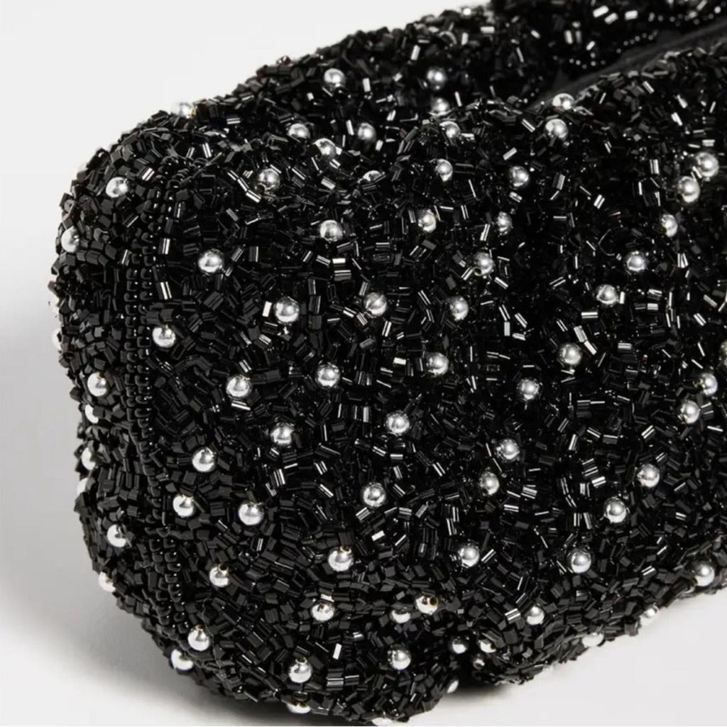 STAUD Cosmic Wave Beaded Bean Bag in Black, New w/Tag