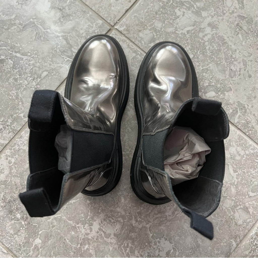 Marsèll Zuccone Boots in Laminated Leather, Grey/Black Size 39 NEW Retail $1,278