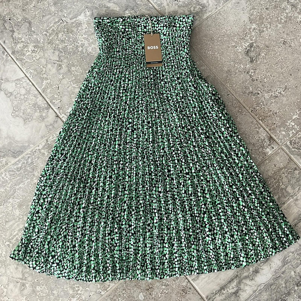 BOSS Vaplina Pleated Skirt in Midnight Fantasy, Size 2 New w/Tag, Retail $278