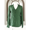 Tory Burch Silk Blouse in Green/Navy Size 10 EXCELLENT