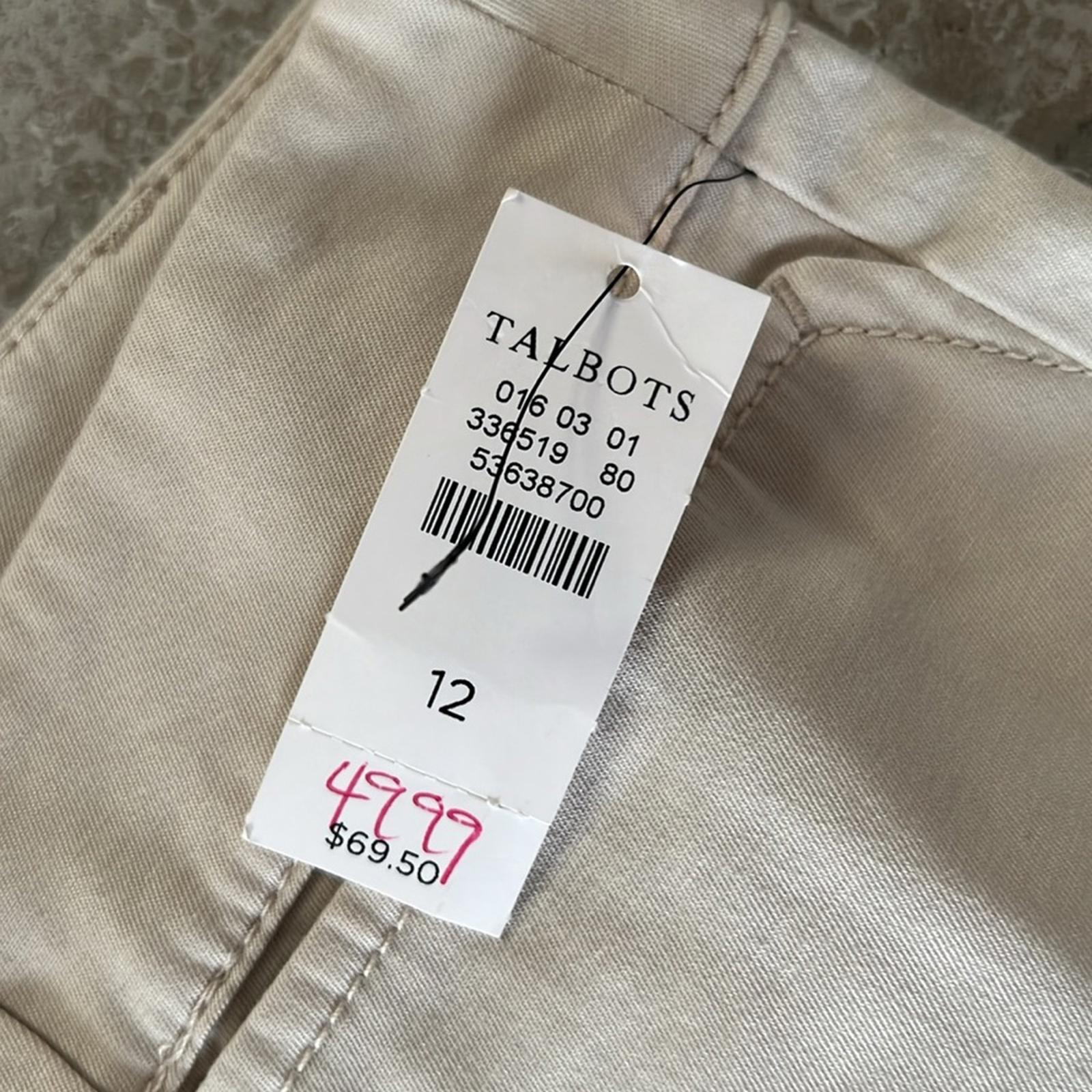Talbots Beige Straight Leg Perfect Crop Pants, Size 12 New w/Tag