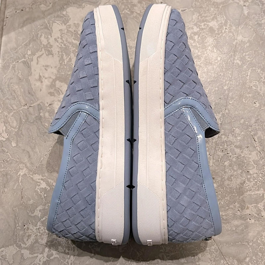 Donald Pliner Rally Woven Slip-On Sneakers in Denim Calf Suede Size 5.5 NWT