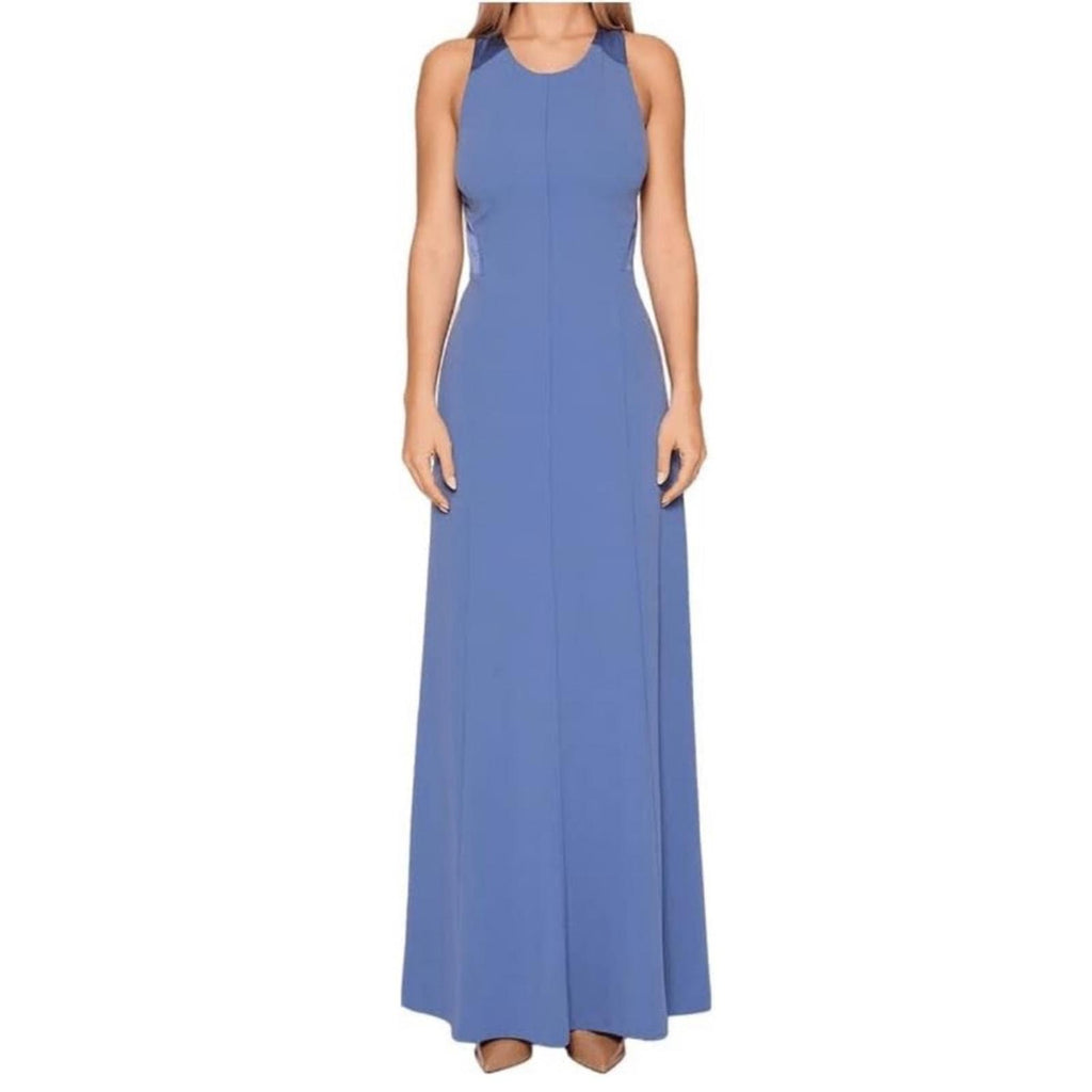 New DKNY Cross-Back Scuba Crepe Jewel Neck Evening Gown, Size 8 New w/Tag