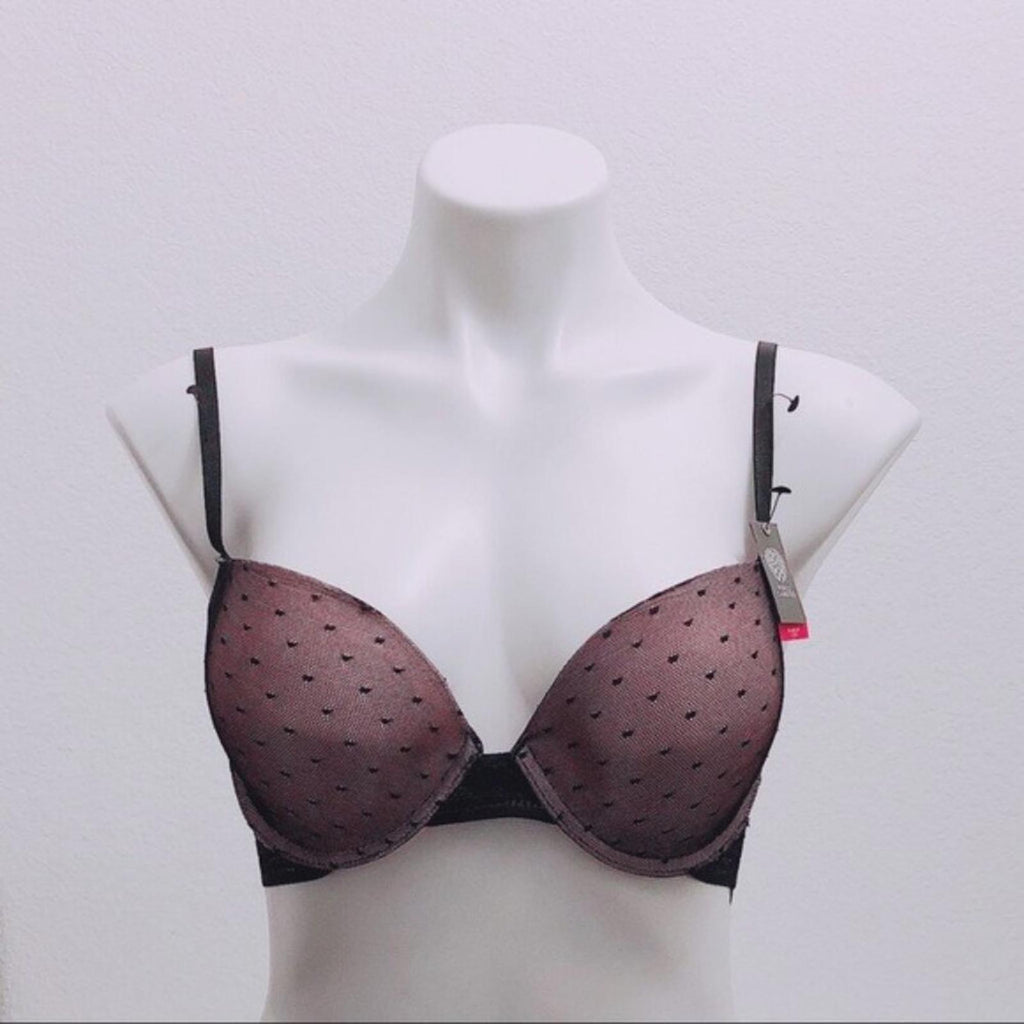 Vince Camuto Push Up Bra Black Lace Nude Back Closure Size 36C New w/Tag