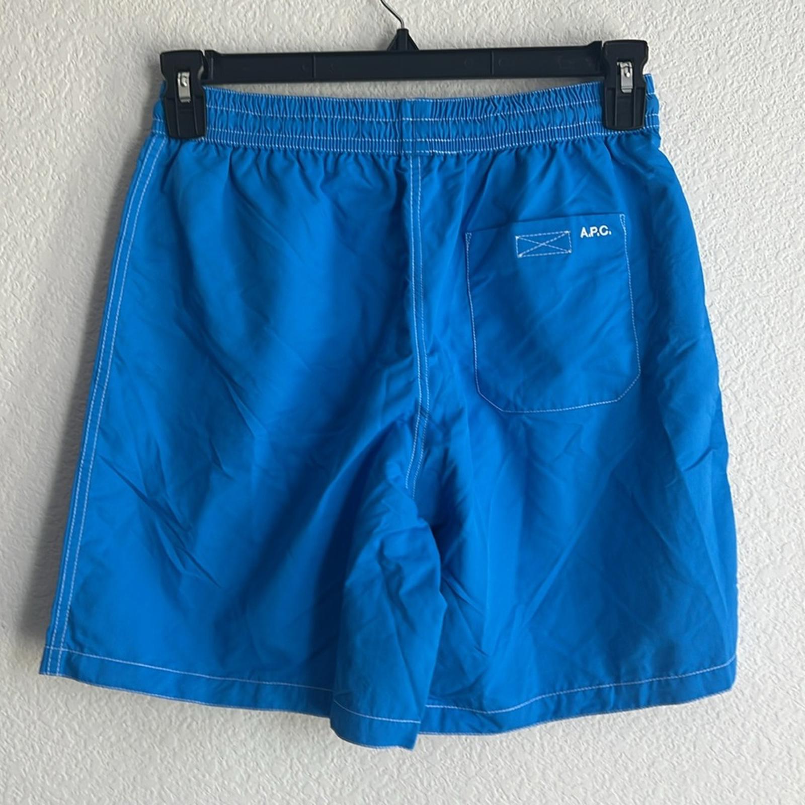 A.P.C. Louis Solid Regular Fit Swim Trunks in Blue, Size S NEW w/Tag $195