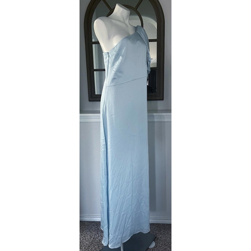 Sachin & Babi Chelsea Gown in Ice Blue, One-Shoulder Dress Size 14 New $285