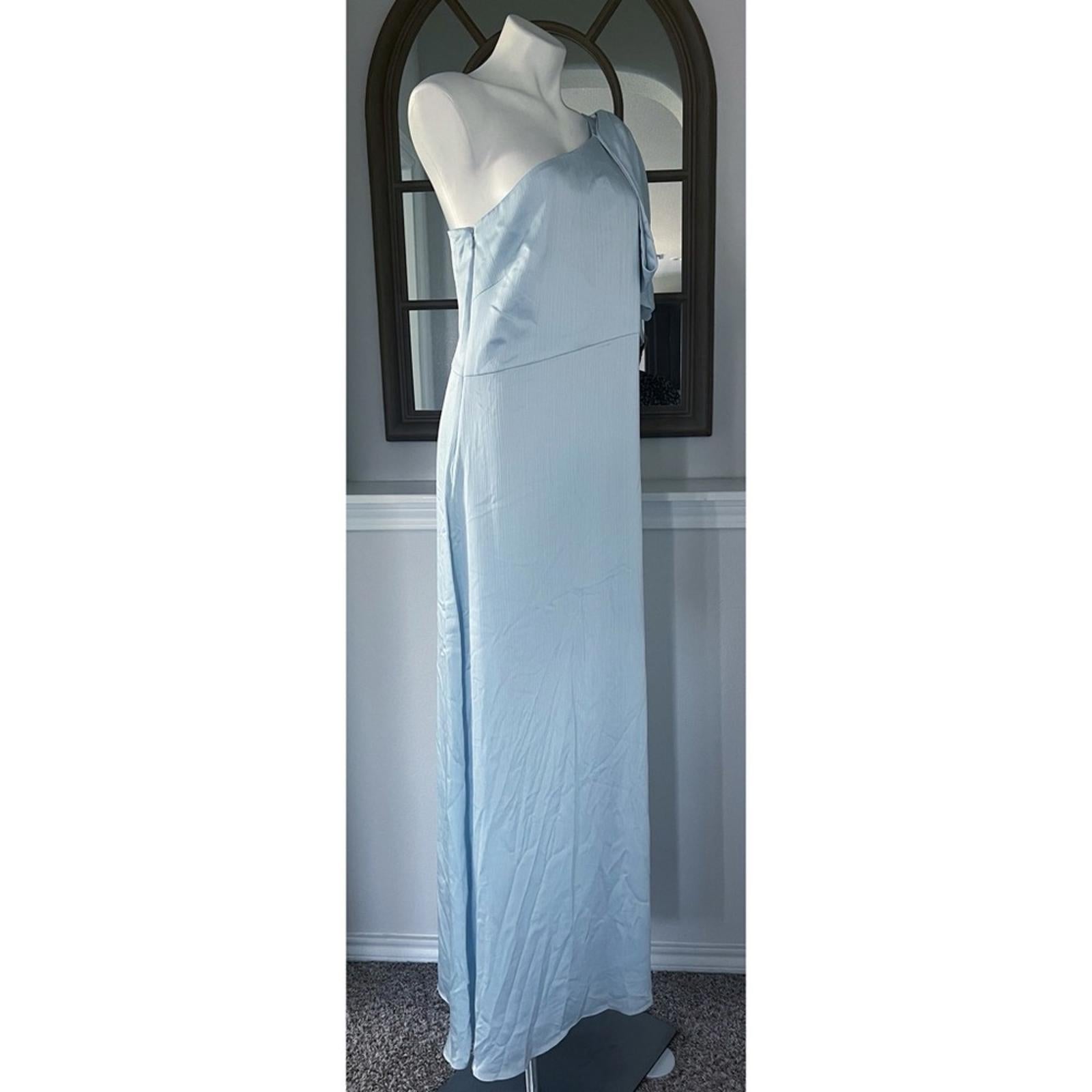 Sachin & Babi Chelsea Gown in Ice Blue, One-Shoulder Dress Size 14 New $285