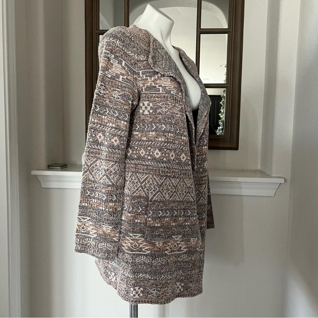 Lucky Brand Aztec Print Tweed Cardigan/Jacket Size L EXCELLENT!