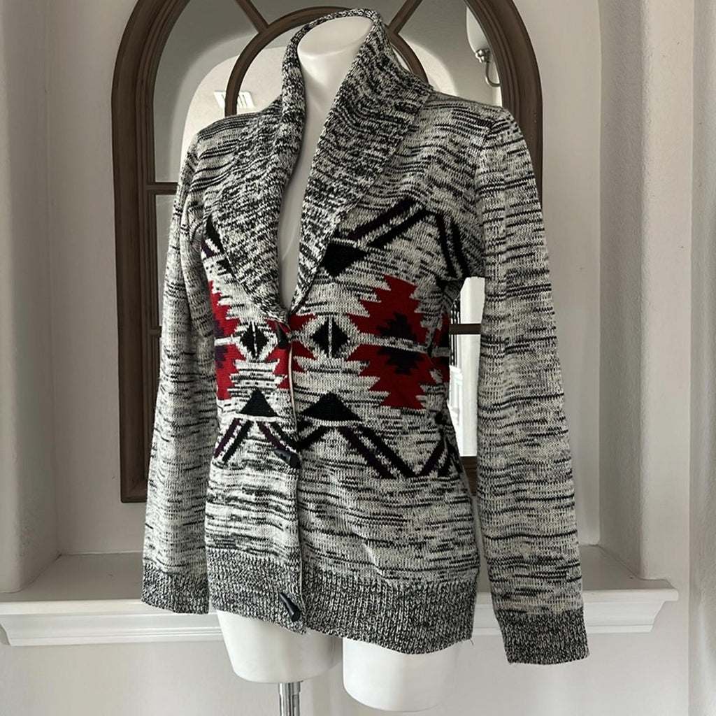 Lucca Couture Aztec Cardigan Front Button Size L EXCELLENT!